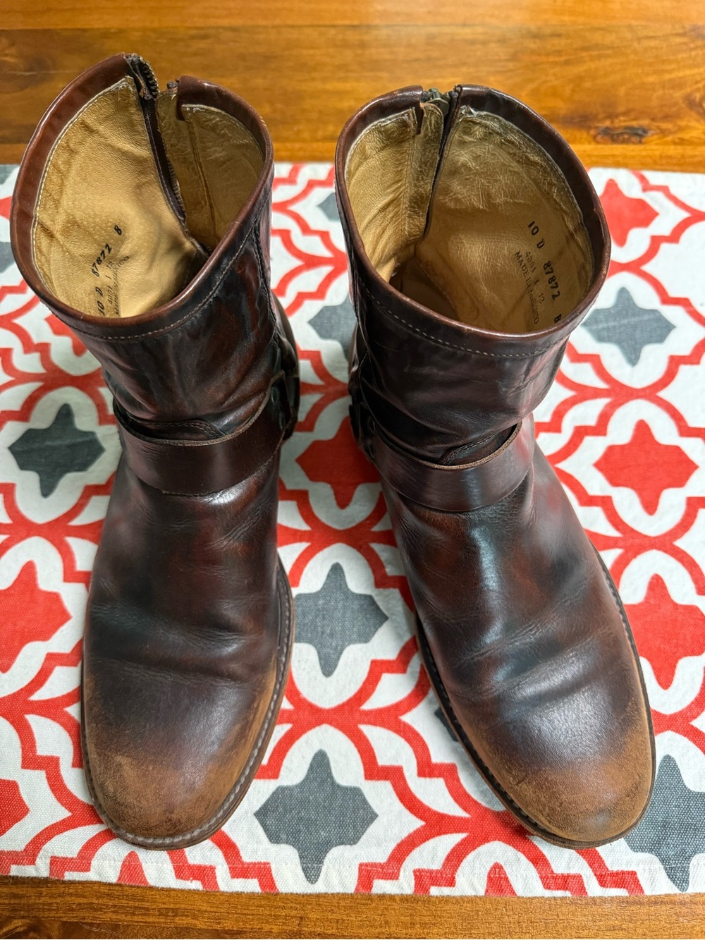 Frye Men's Brown Leather Mid calf Zip Boots